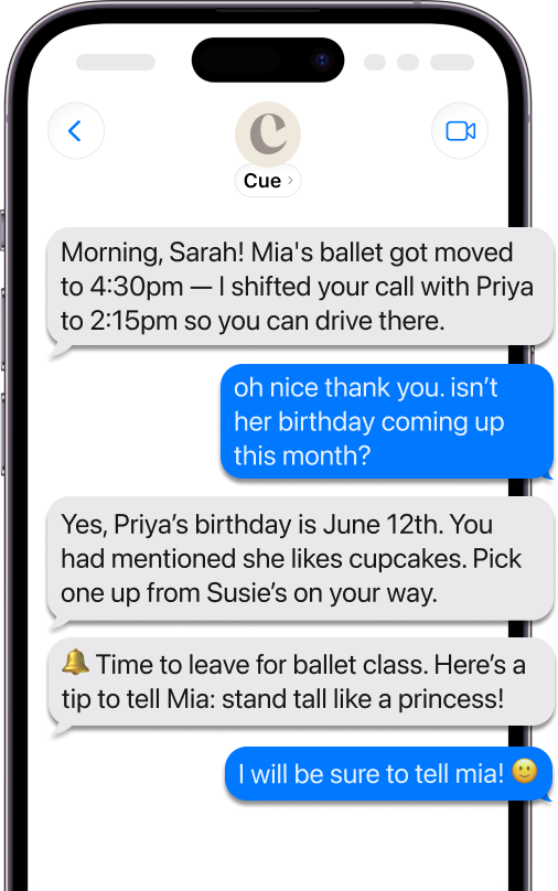 Cue in iMessage